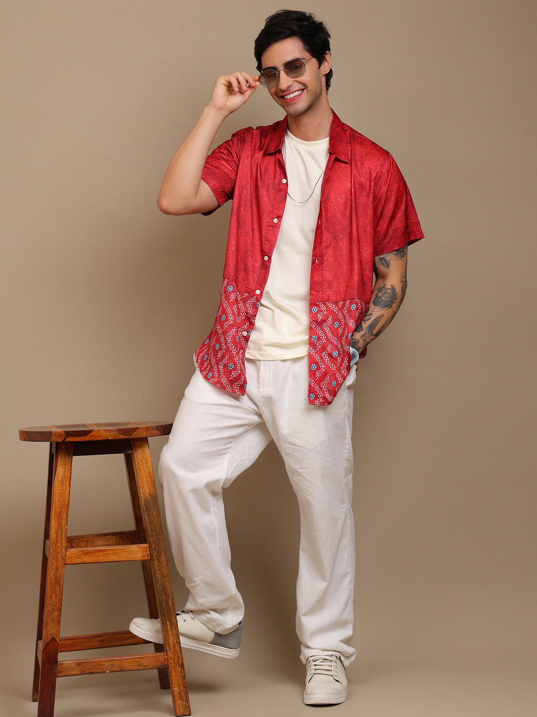 Red Bandhani Men’s Ethnic Shirt
