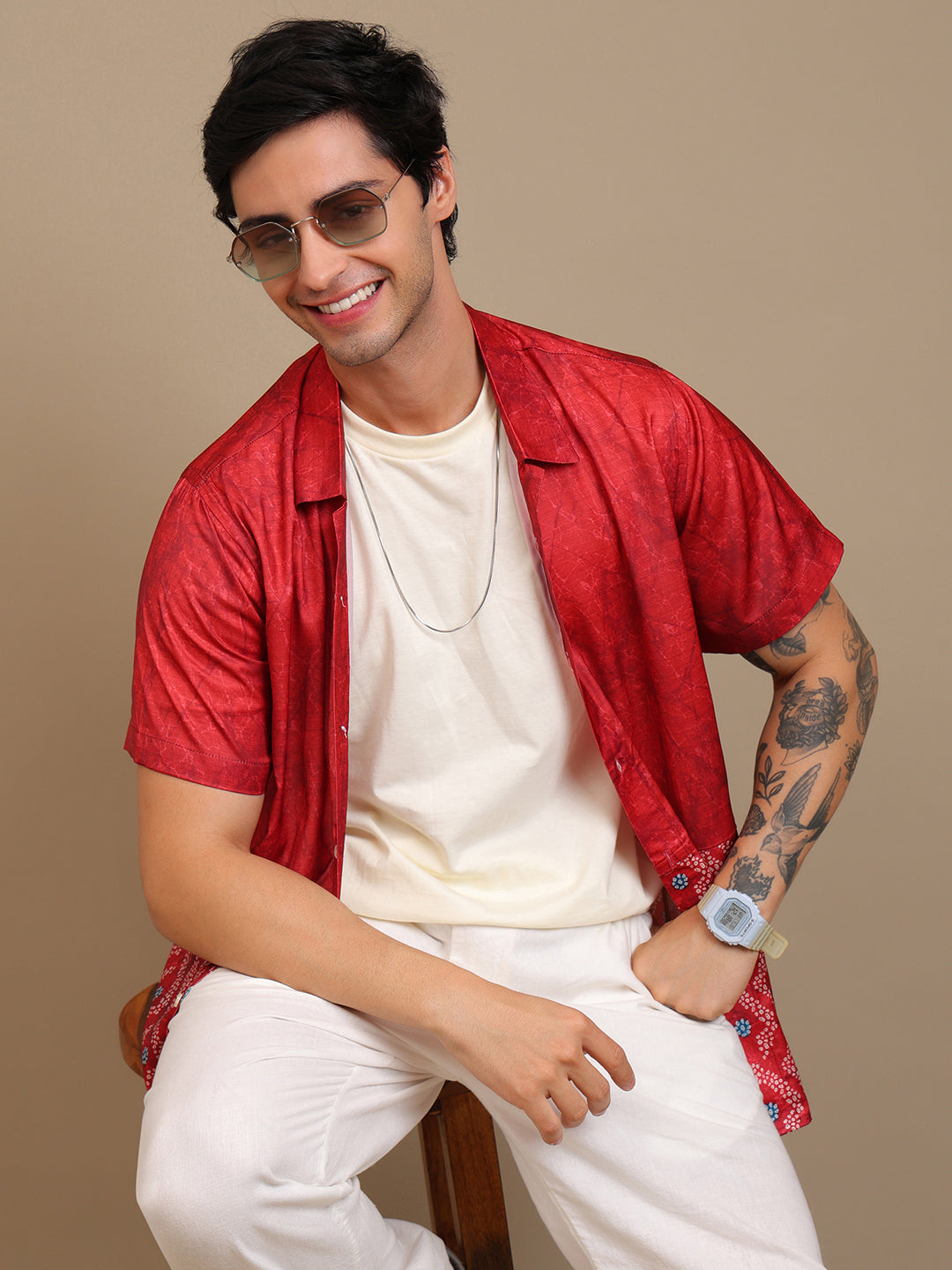 Red Bandhani Men’s Ethnic Shirt