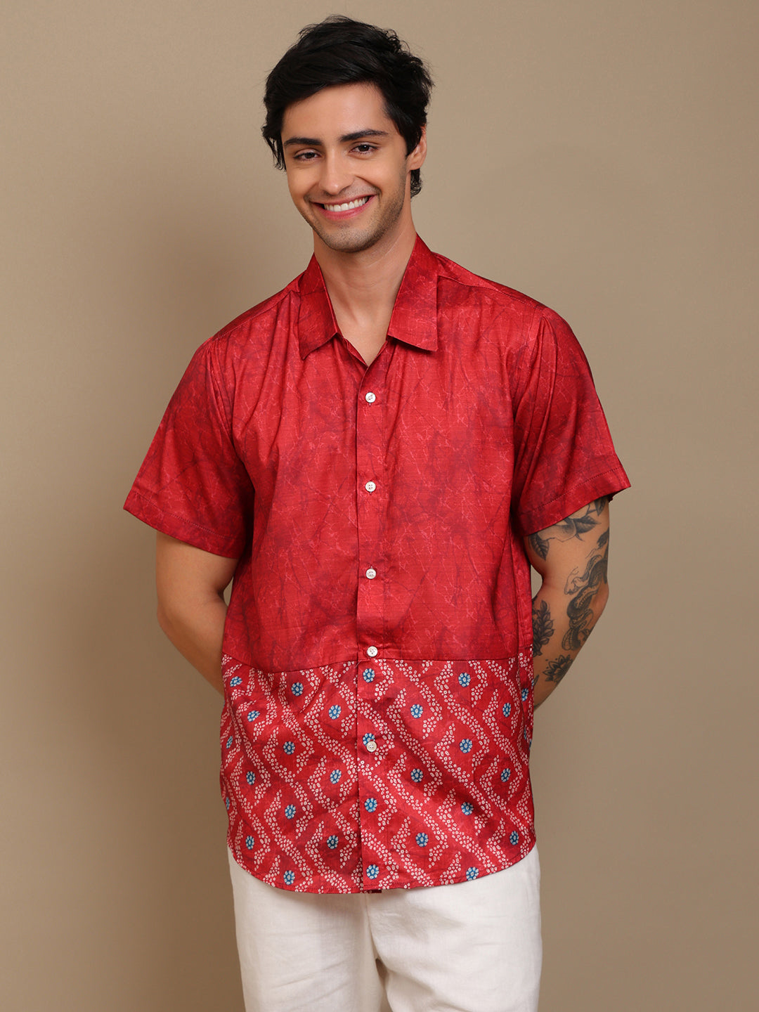 Red Bandhani Men’s Ethnic Shirt