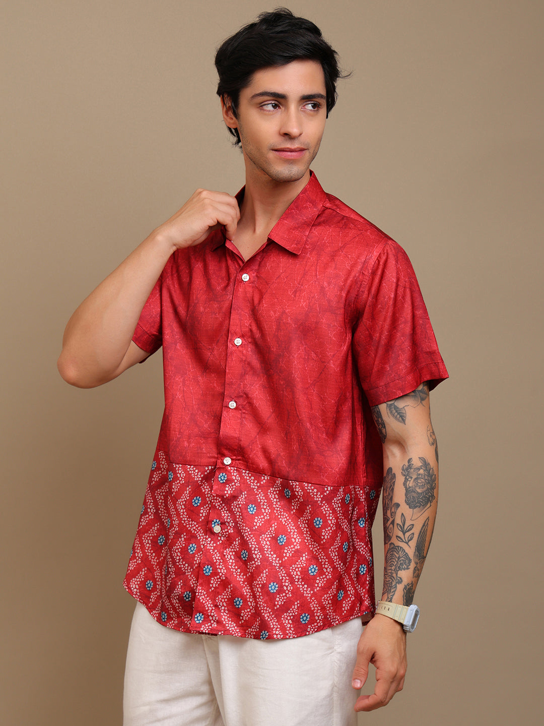 Red Bandhani Men’s Ethnic Shirt