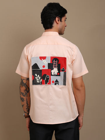 Stylish Shirt with Unique Colorful Patchwork Back Design