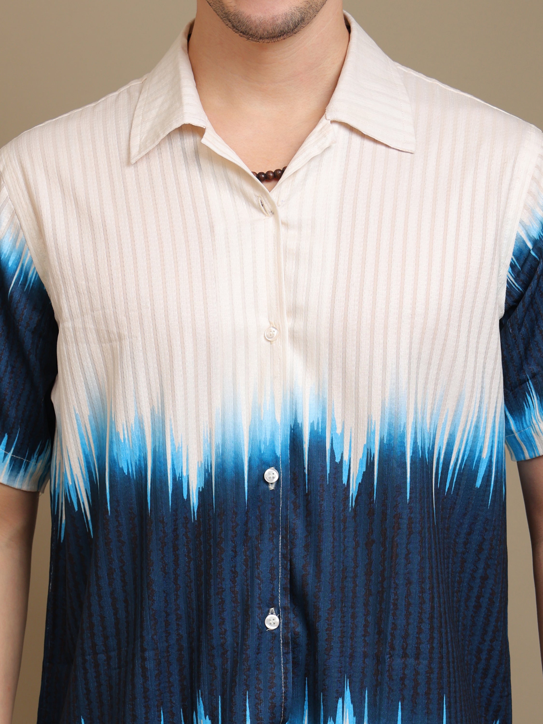 Blue- Beige Gradient Casual Shirt