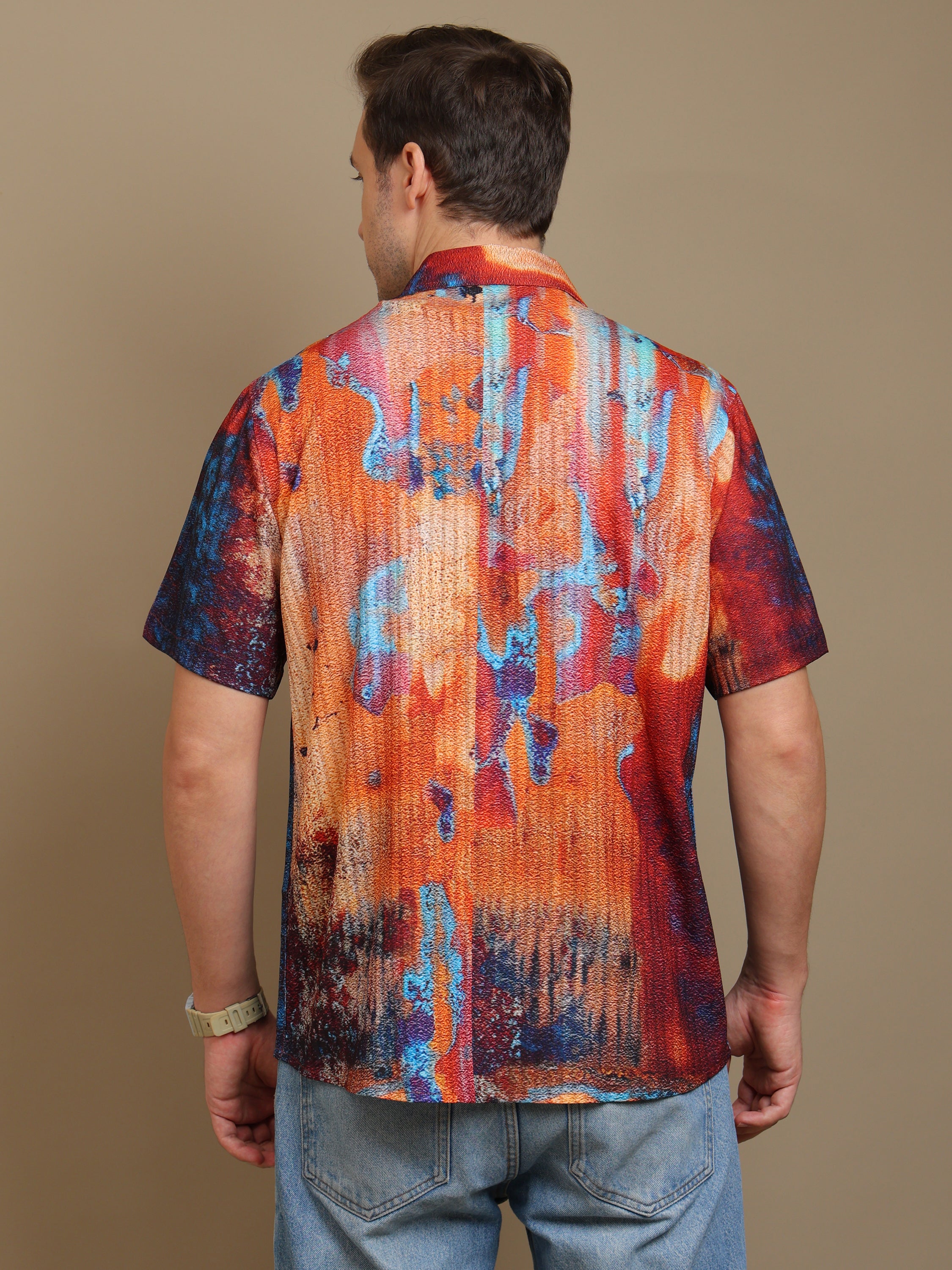 Men's Multicolor Abstract Print Shirt - Casual Style