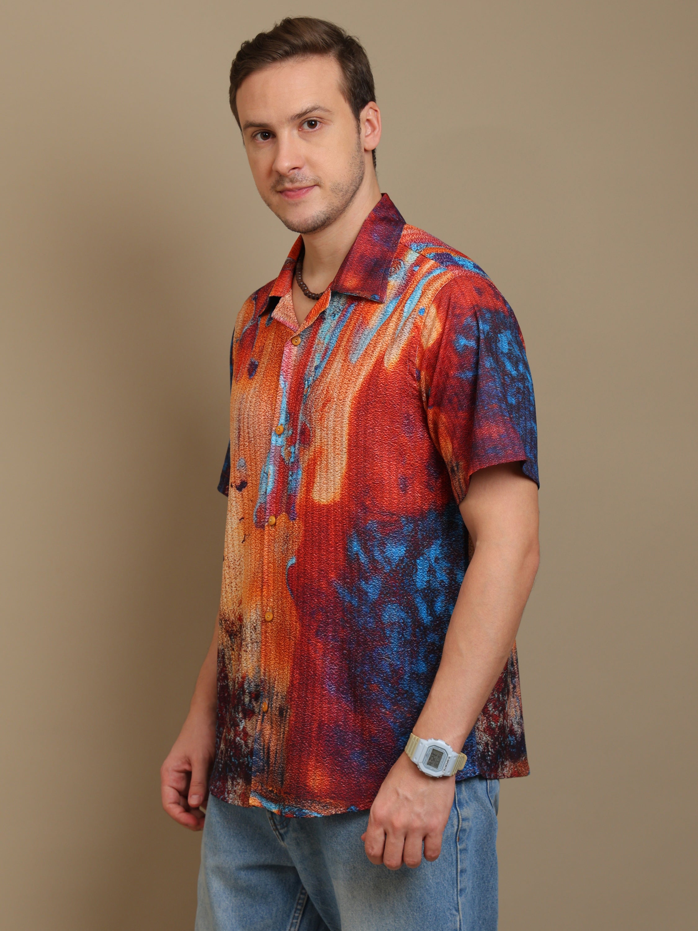 Men's Multicolor Abstract Print Shirt - Casual Style