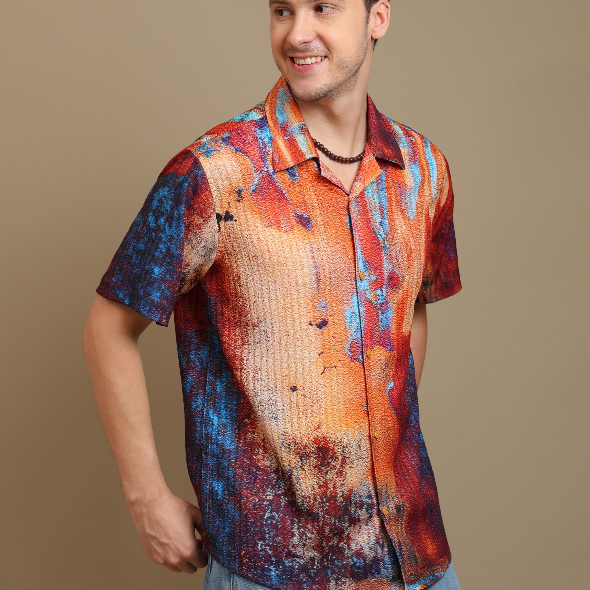 Men's Multicolor Abstract Print Shirt - Casual Style