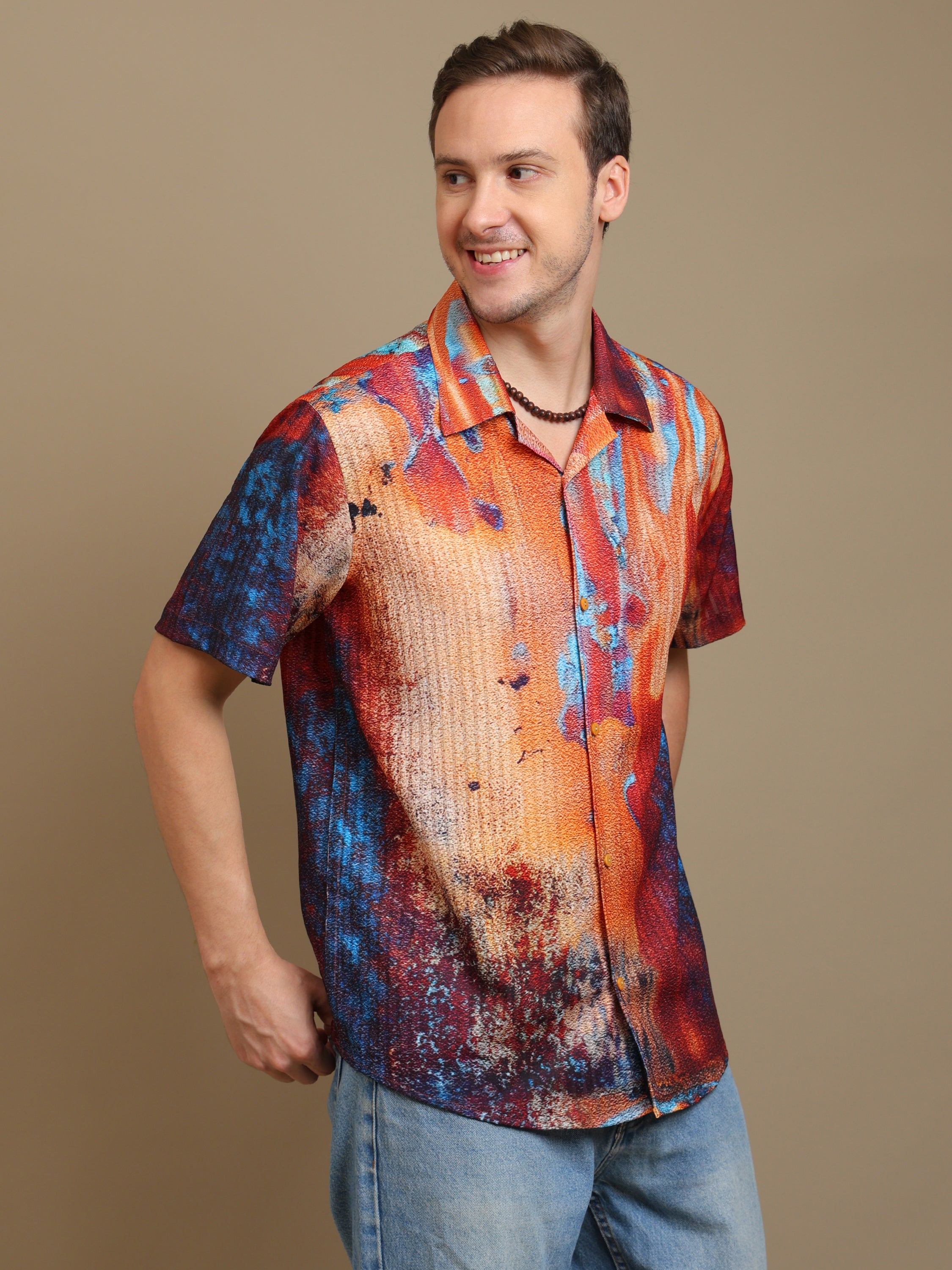 Men's Multicolor Abstract Print Shirt - Casual Style