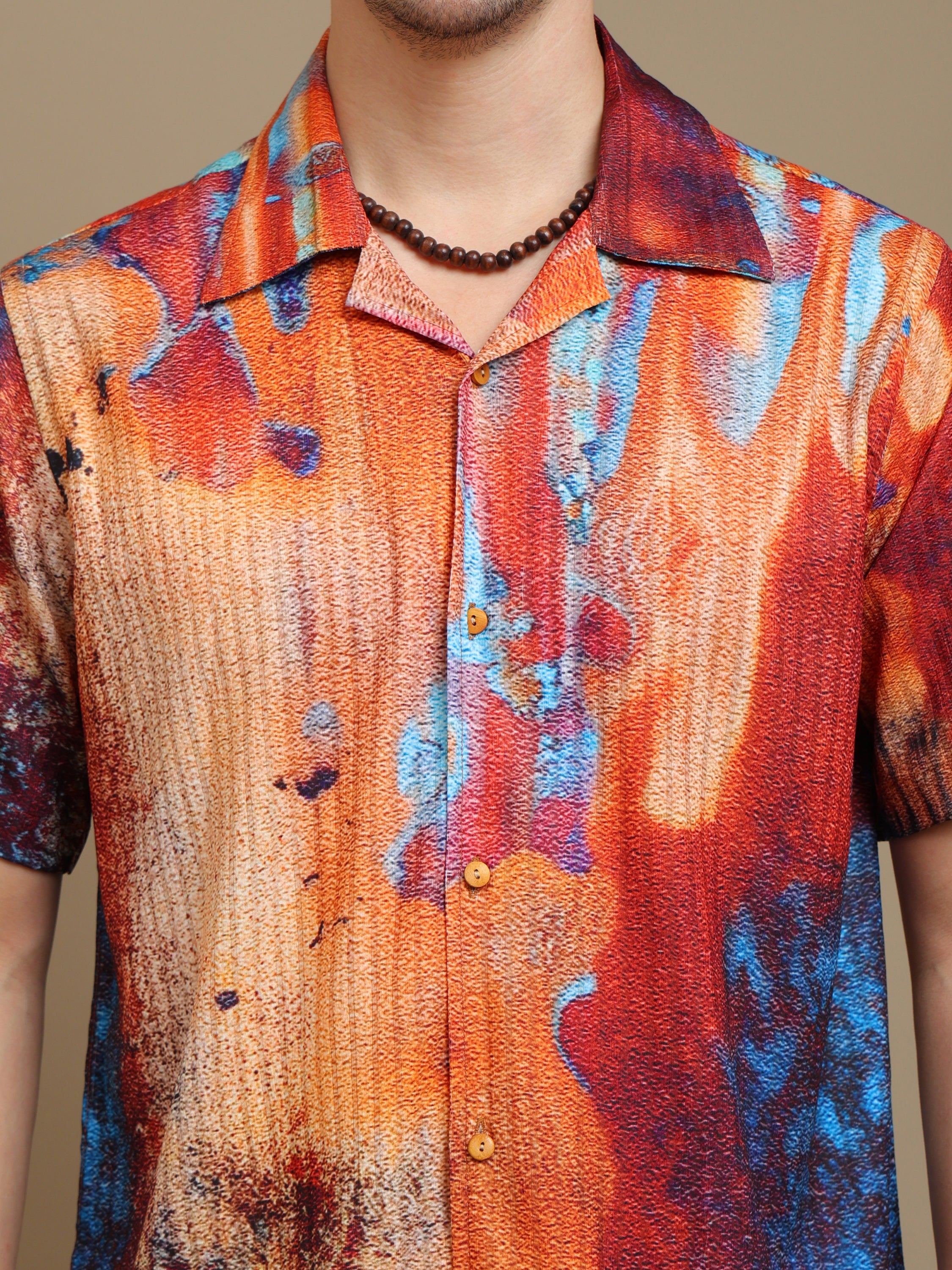 Men's Multicolor Abstract Print Shirt - Casual Style