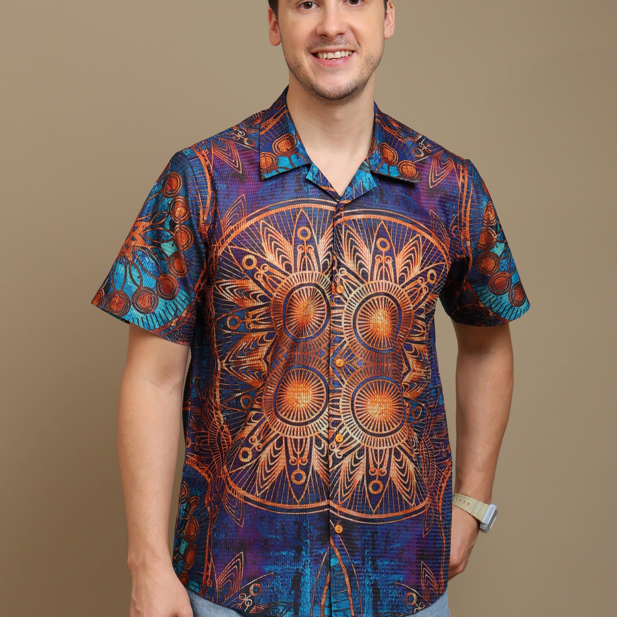 Boho Vibe Men’s Shirt – Vibrant Mandala Print