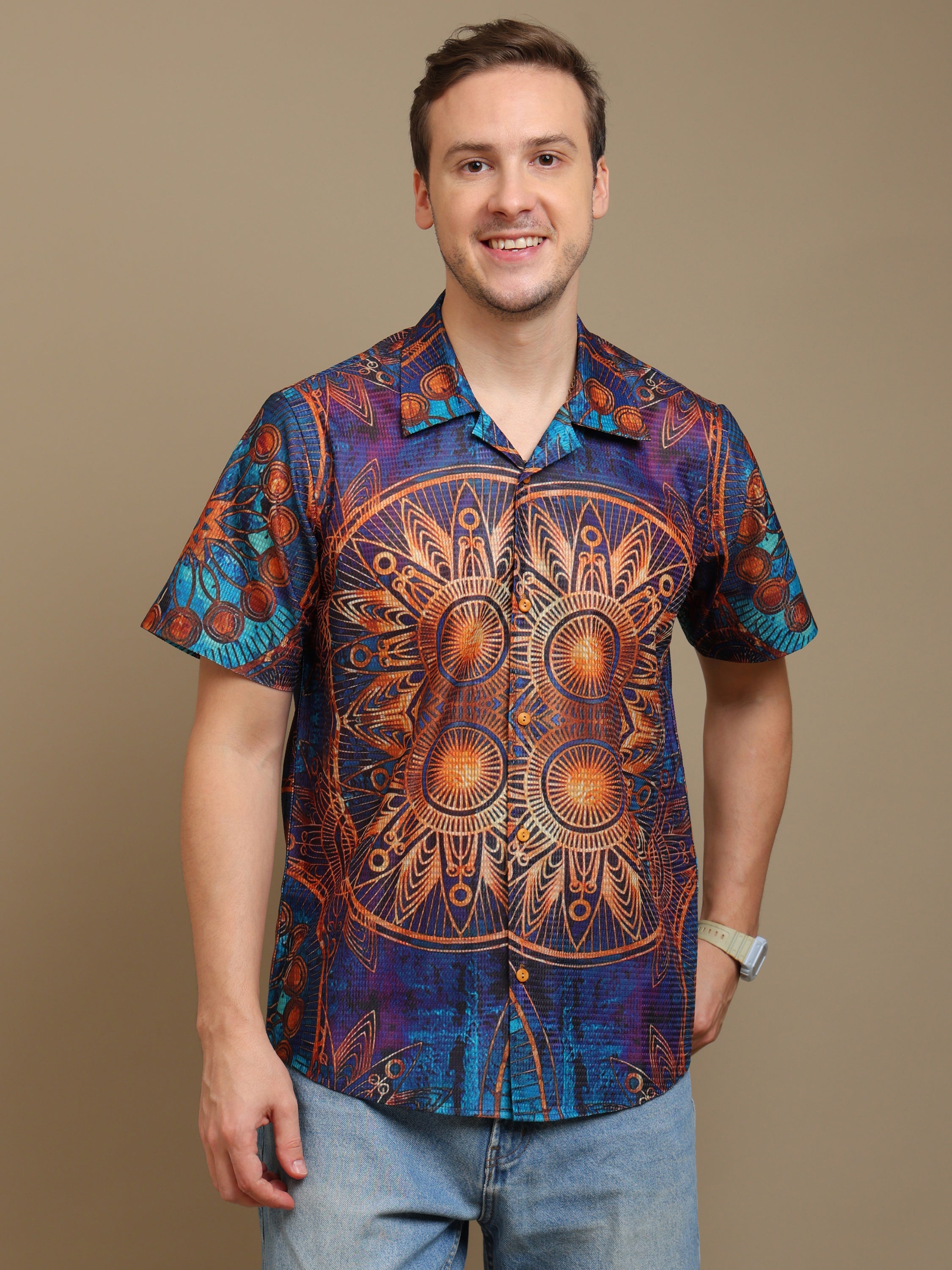 Boho Vibe Men’s Shirt – Vibrant Mandala Print