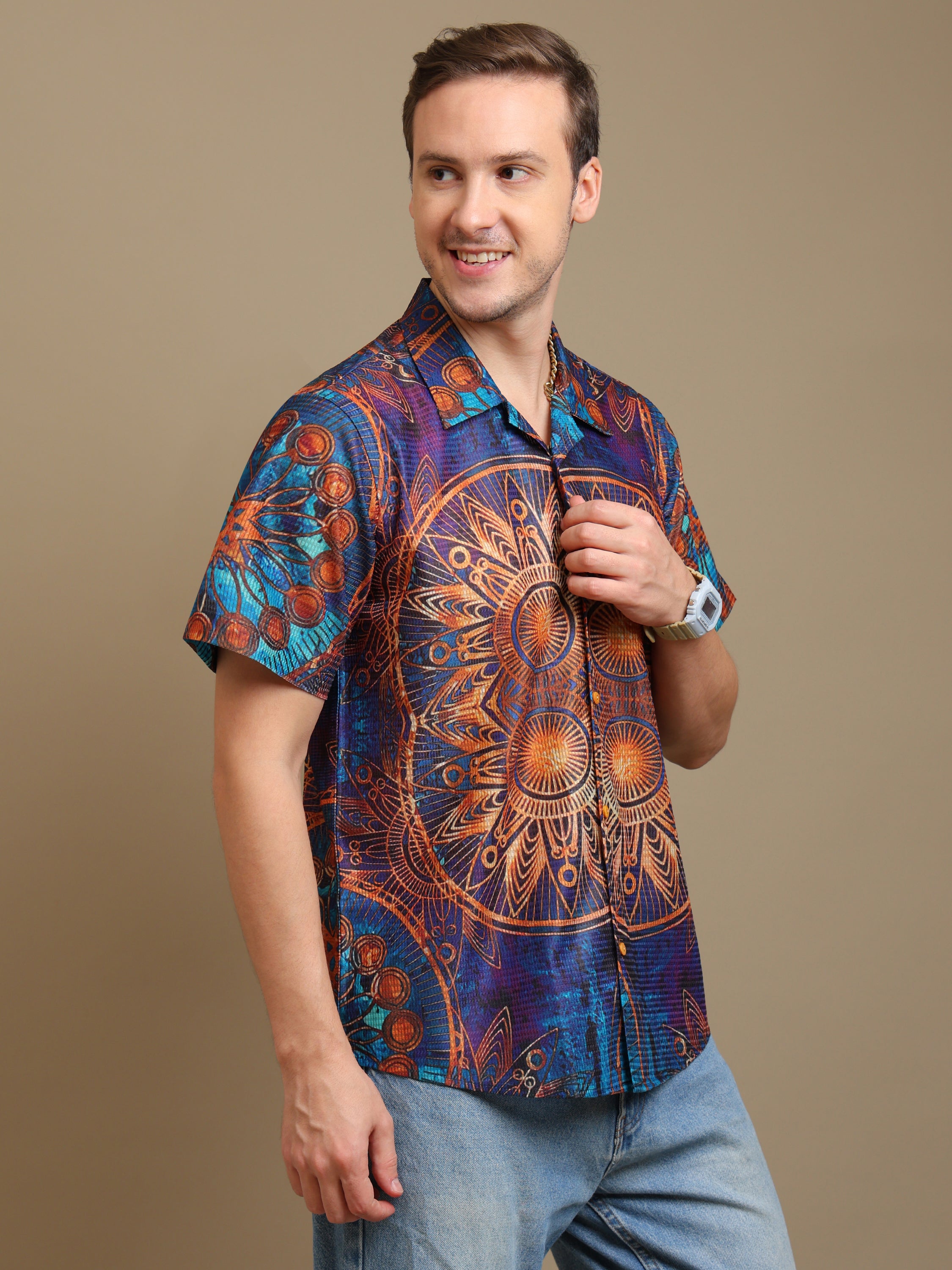 Boho Vibe Men’s Shirt – Vibrant Mandala Print