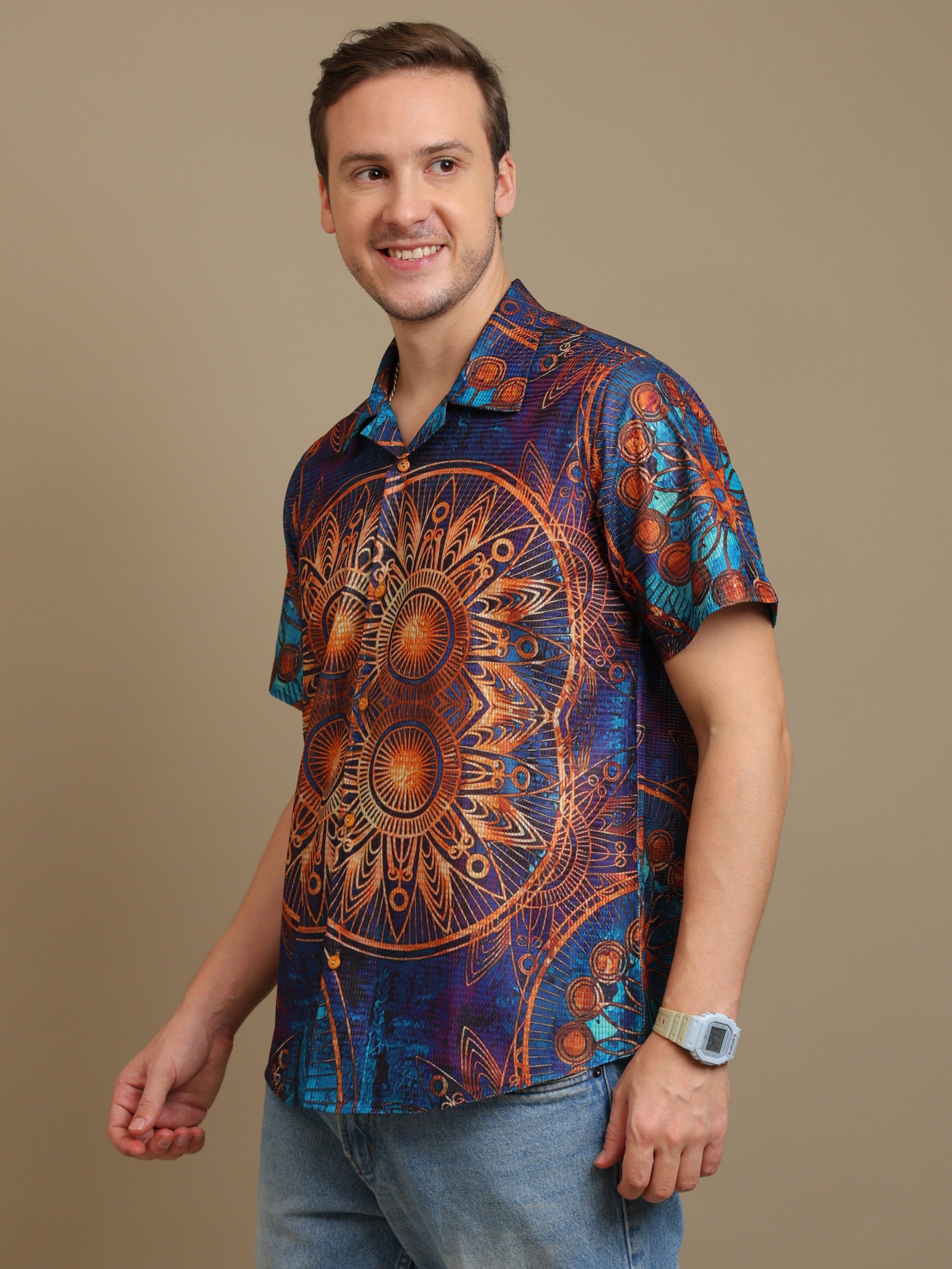 Boho Vibe Men’s Shirt – Vibrant Mandala Print