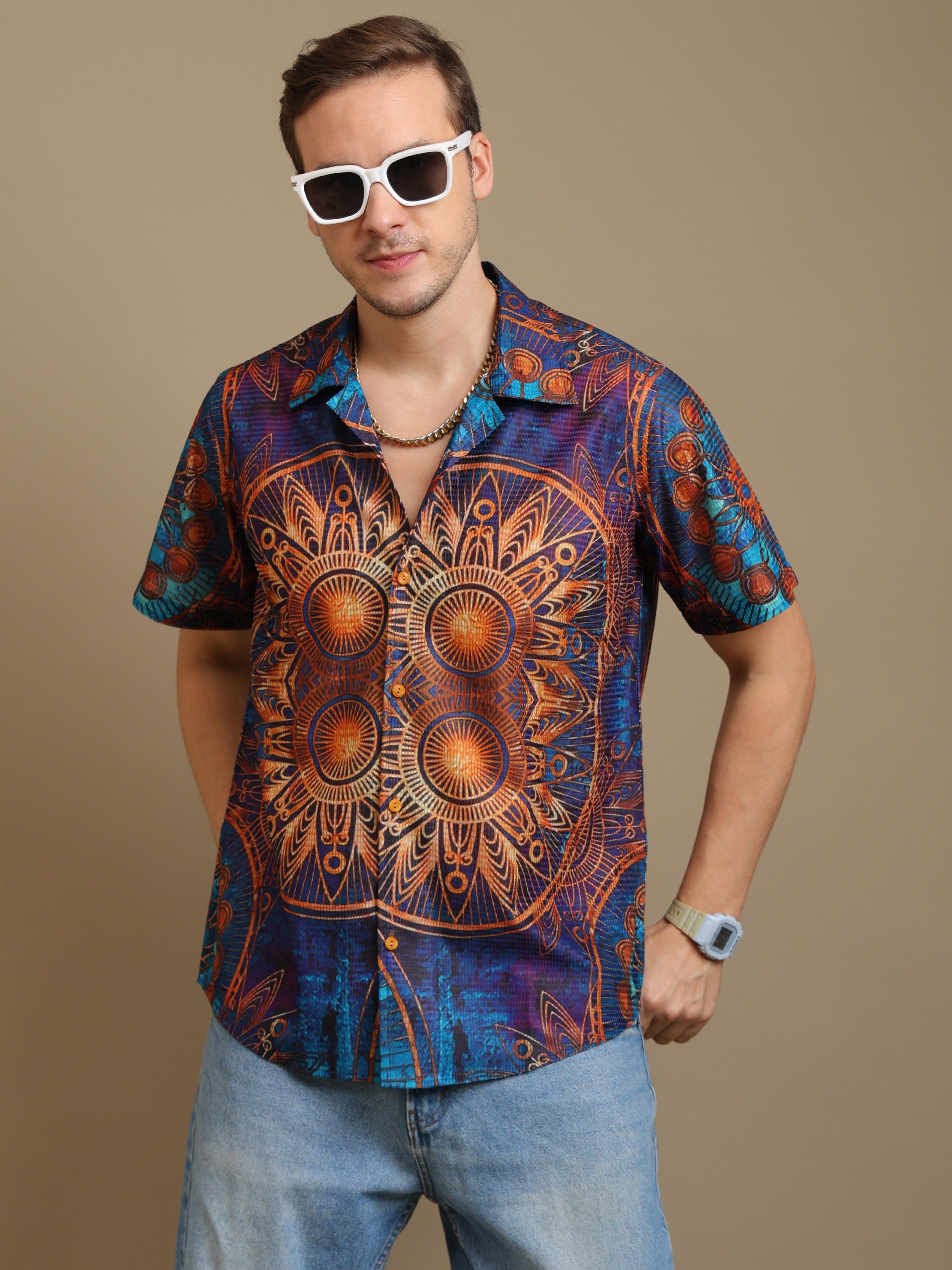 Boho Vibe Men’s Shirt – Vibrant Mandala Print