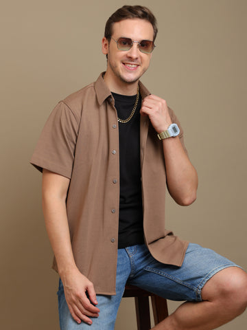 Smart Brown Cotton Shirt
