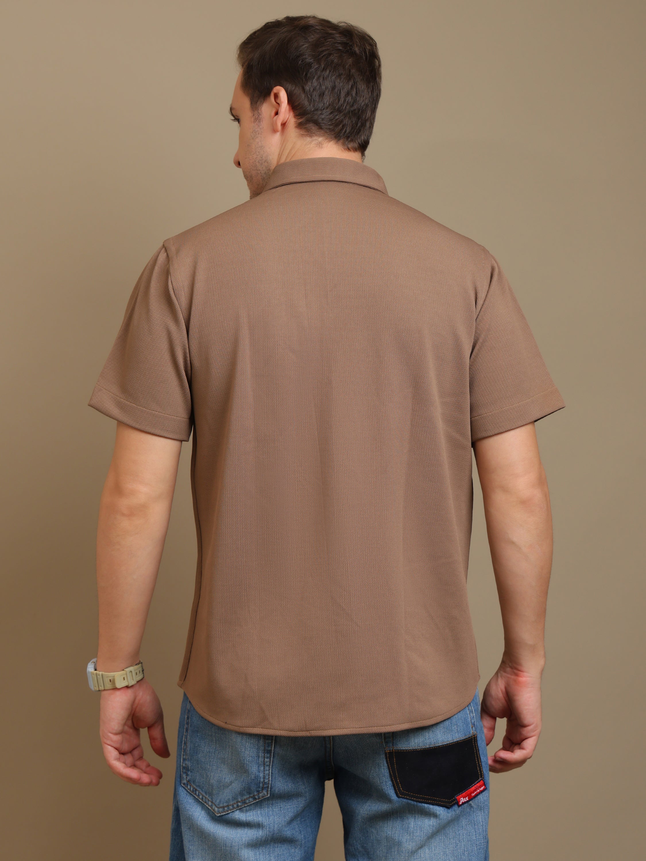 Smart Brown Cotton Shirt