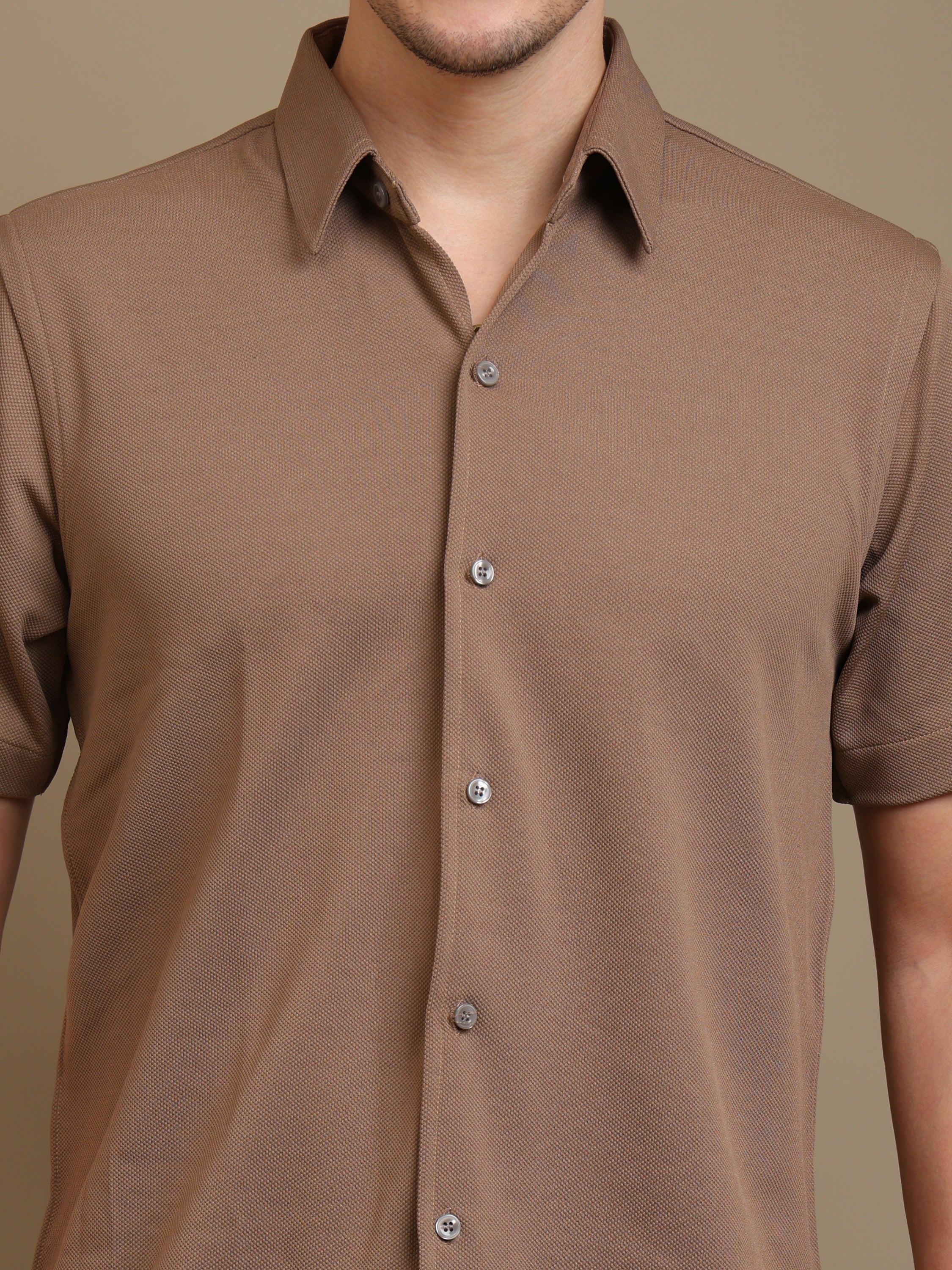 Smart Brown Cotton Shirt