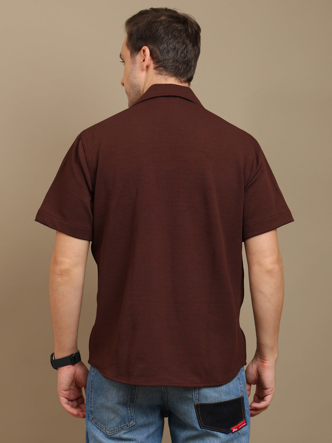 Brown Short Sleeve Shirt for Men