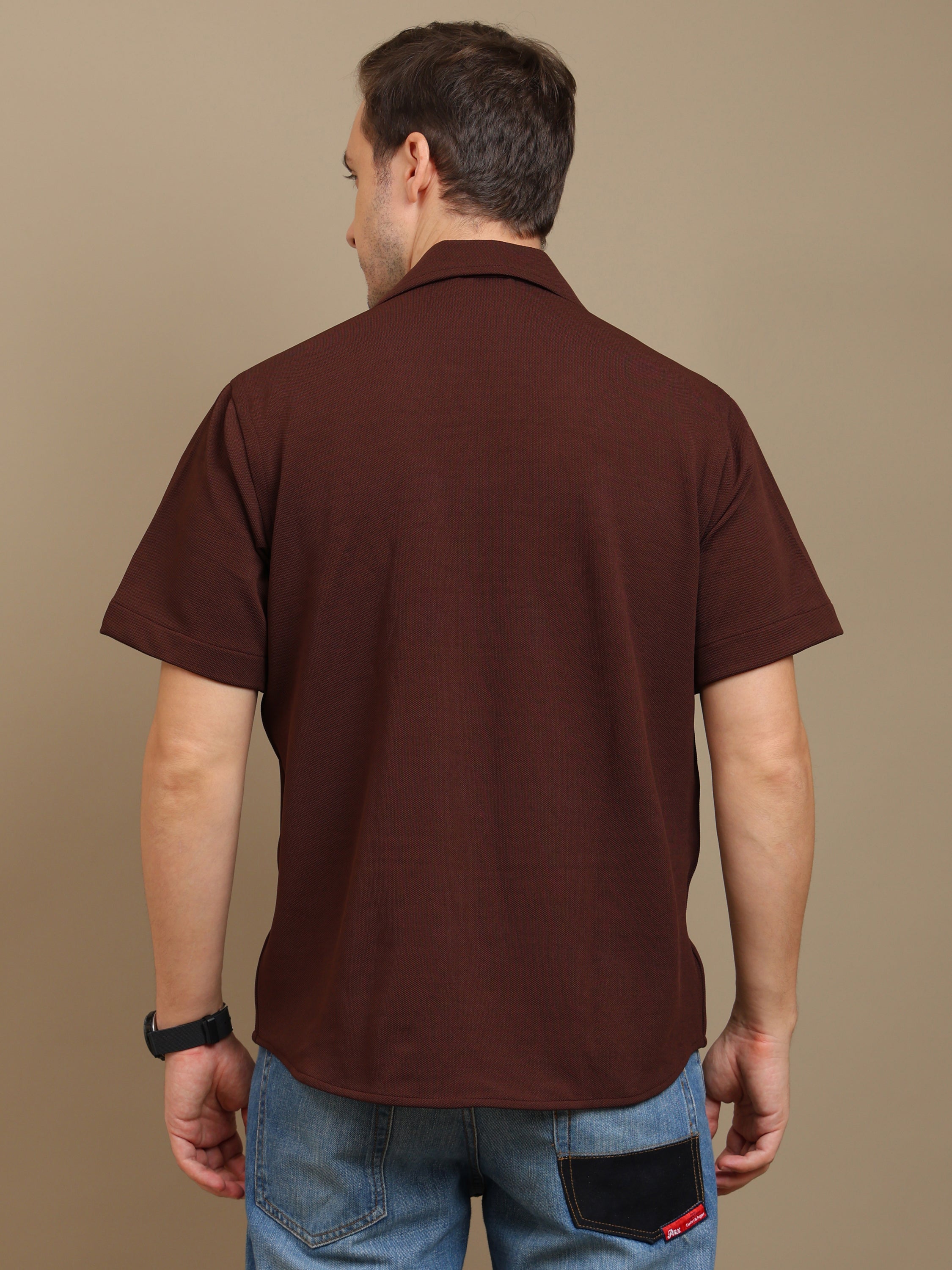 Brown Short Sleeve Shirt for Men
