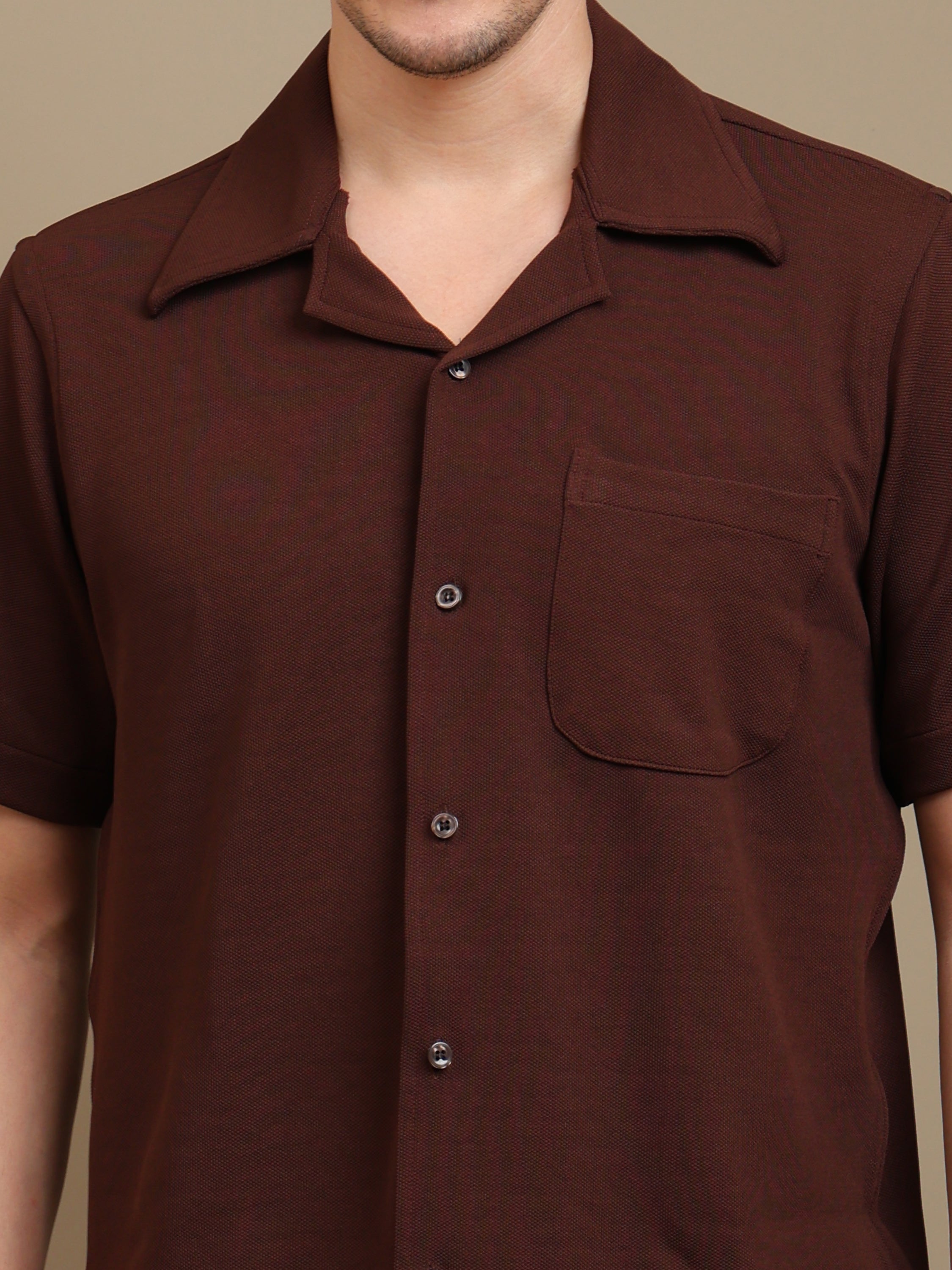 Brown Short Sleeve Shirt for Men