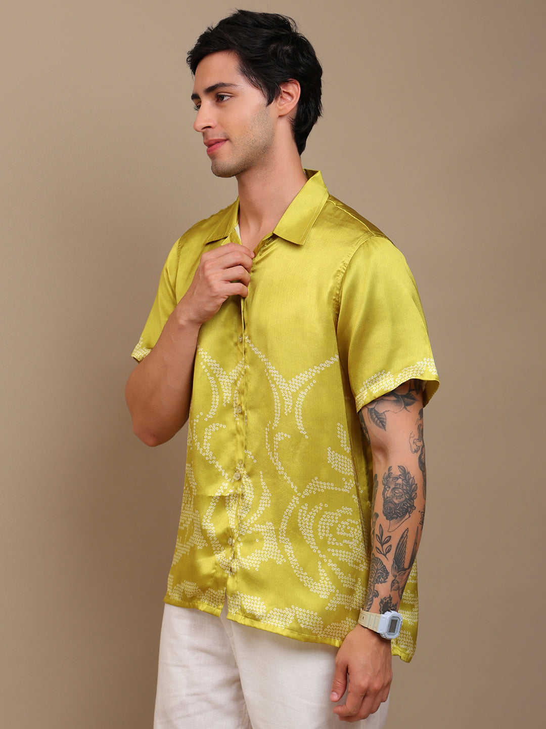 Trendy Yellow Bandhni Shirt