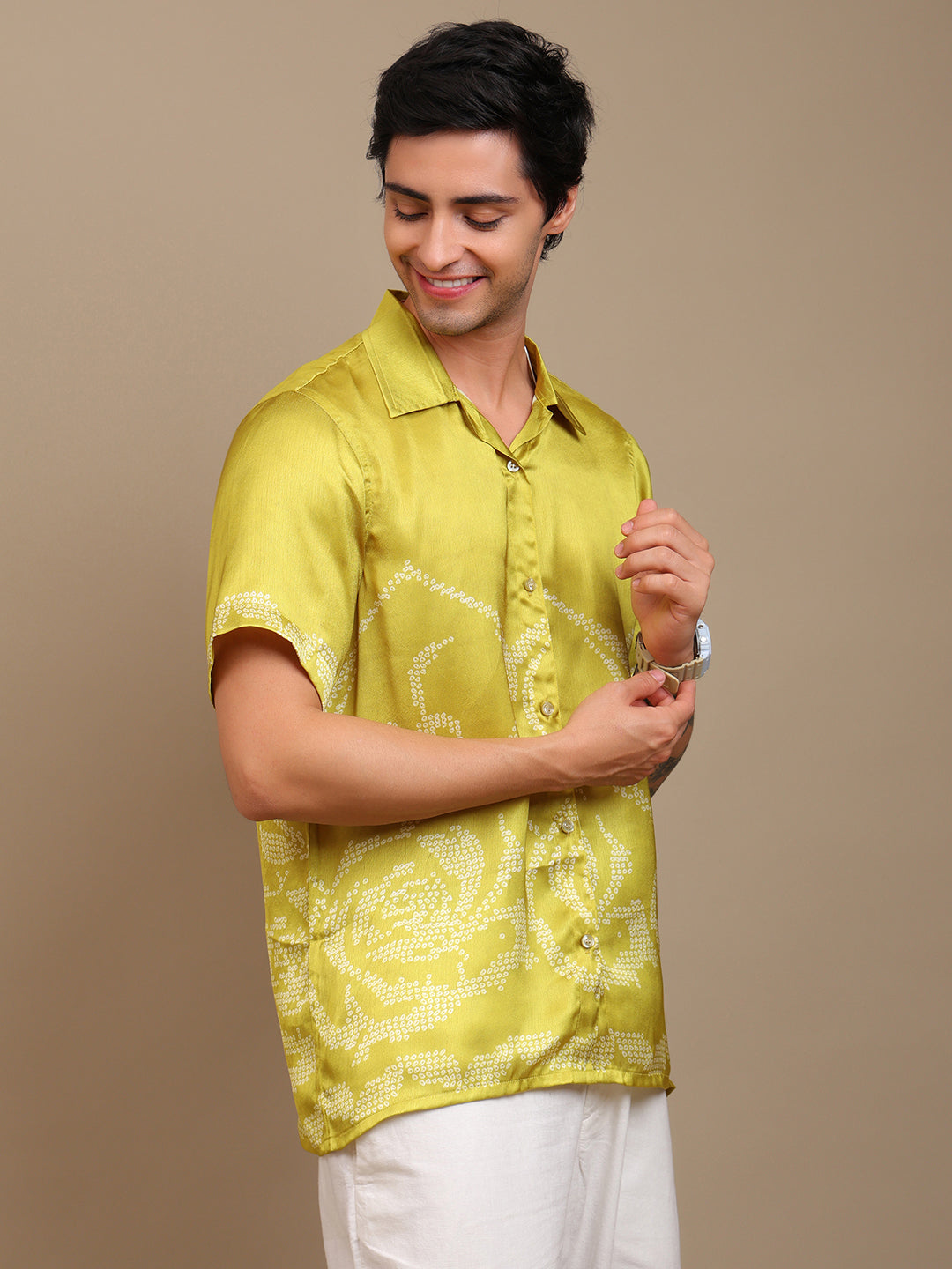 Trendy Yellow Bandhni Shirt