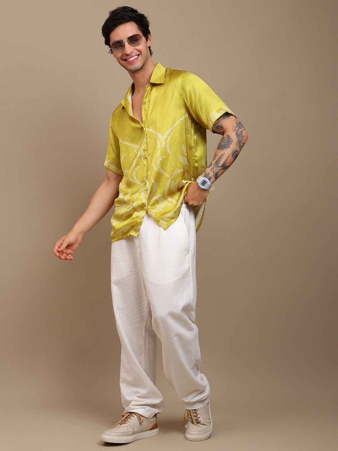 Trendy Yellow Bandhni Shirt