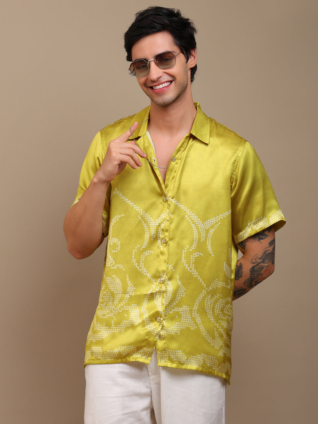 Trendy Yellow Bandhni Shirt