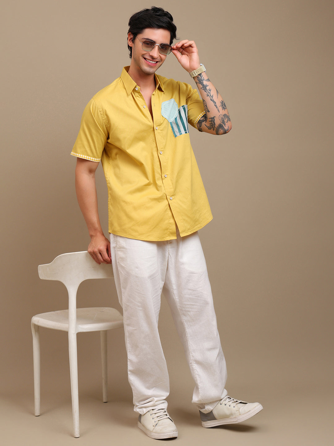 Designer Yellow Patch Shirt