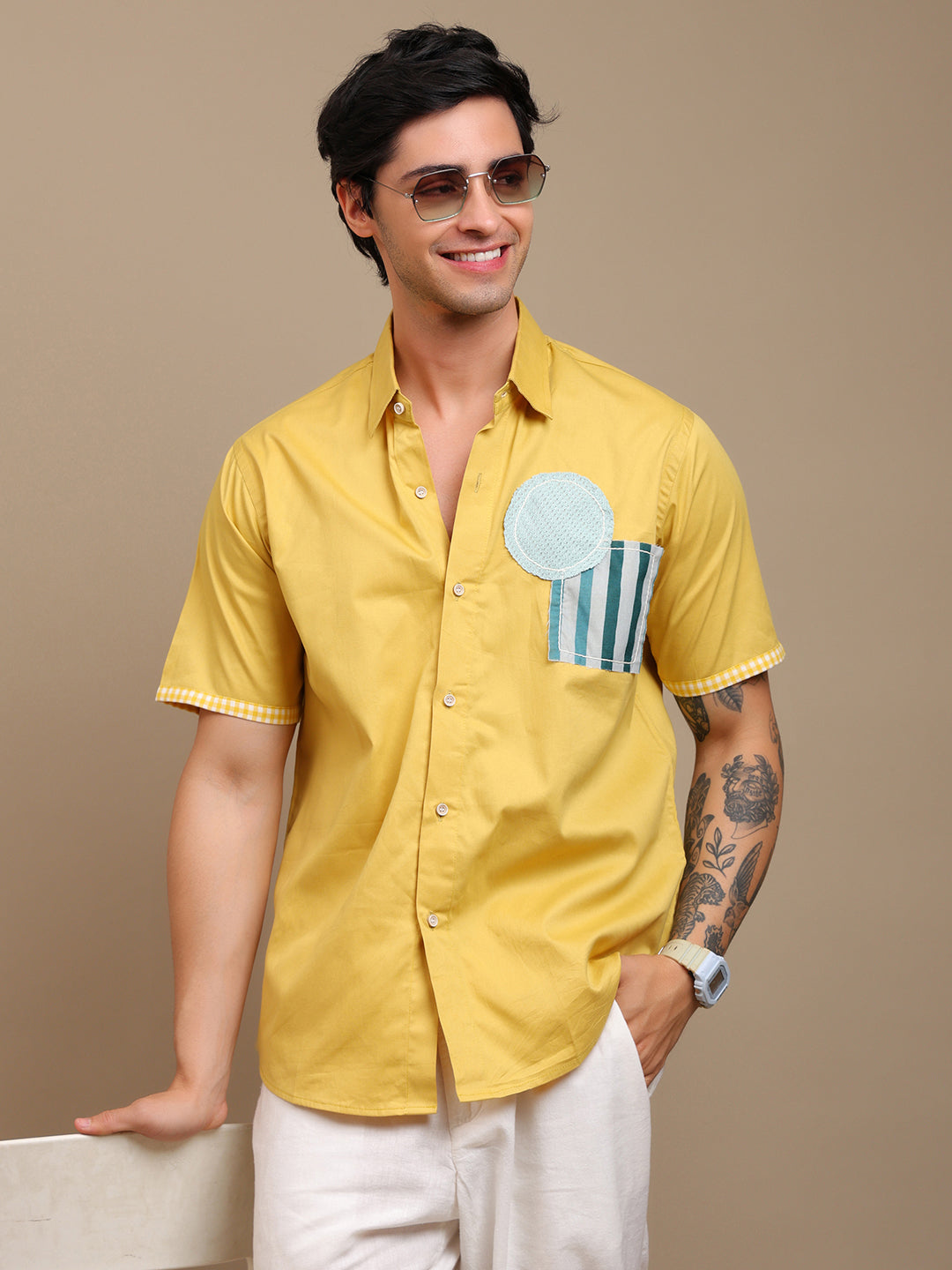 Designer Yellow Patch Shirt