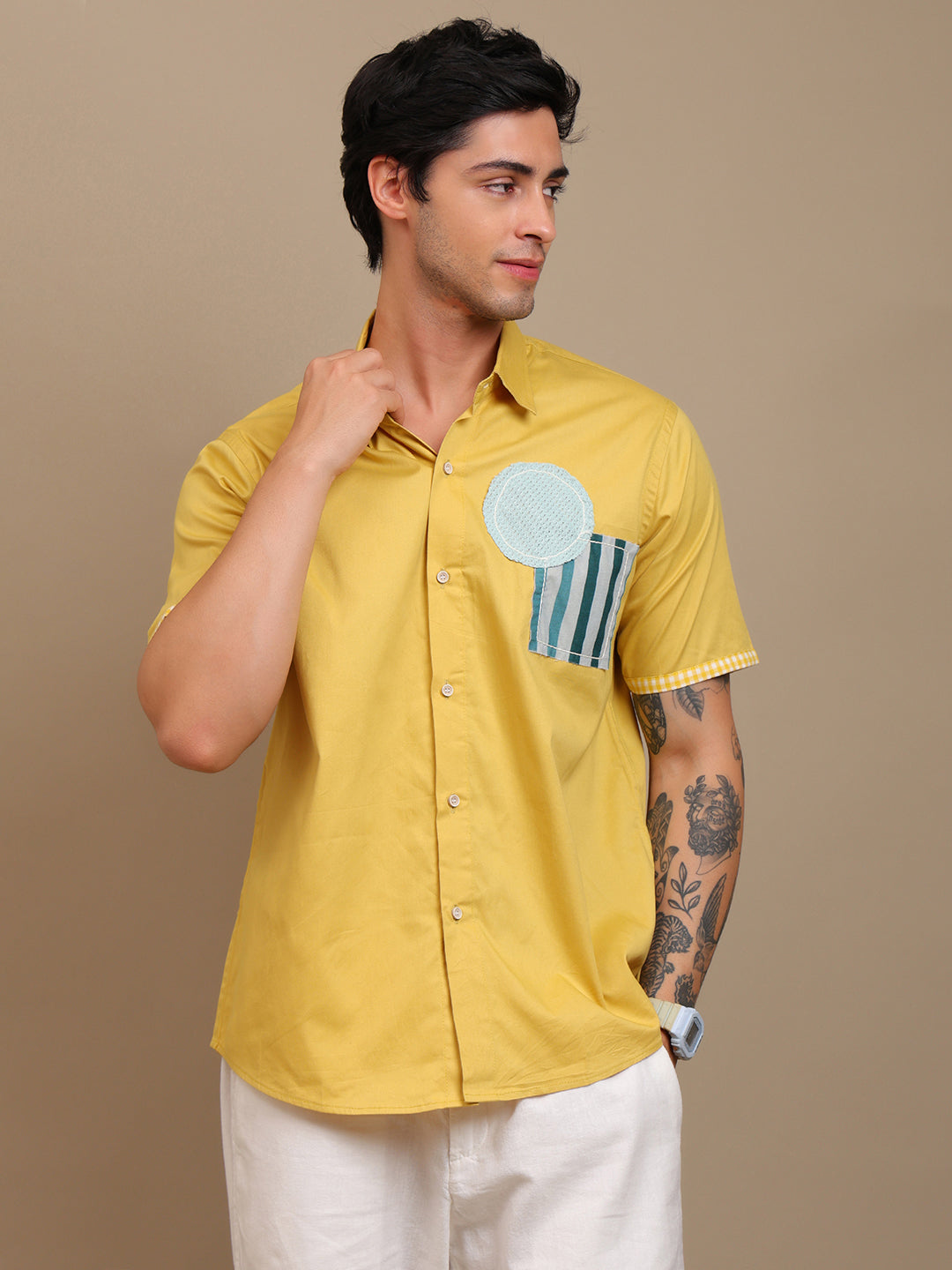 Designer Yellow Patch Shirt