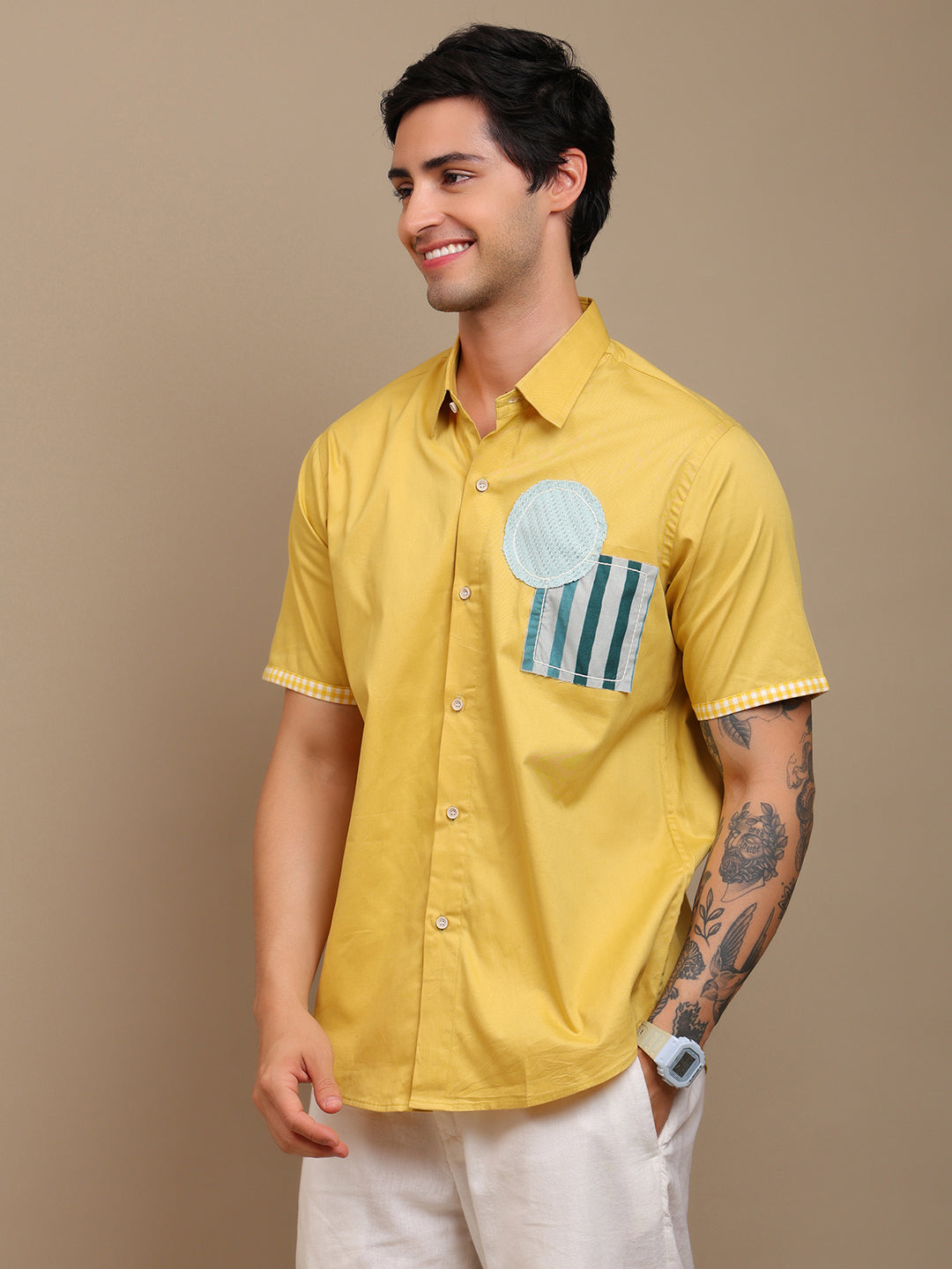 Designer Yellow Patch Shirt