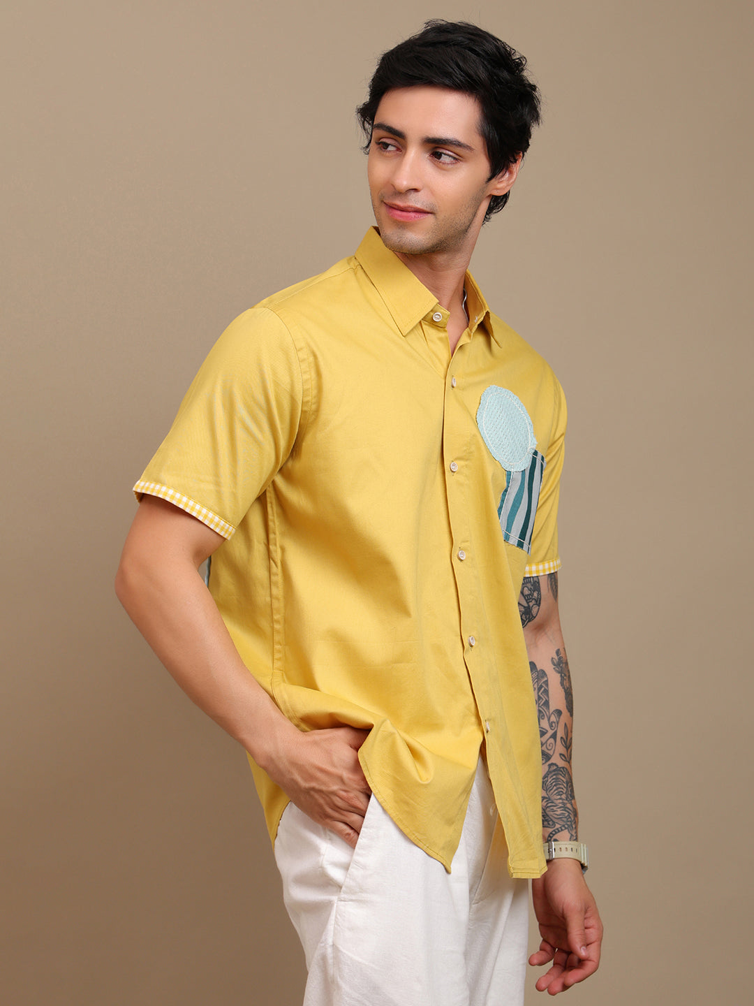 Designer Yellow Patch Shirt