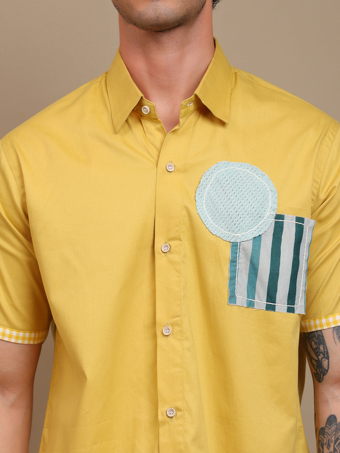 Designer Yellow Patch Shirt
