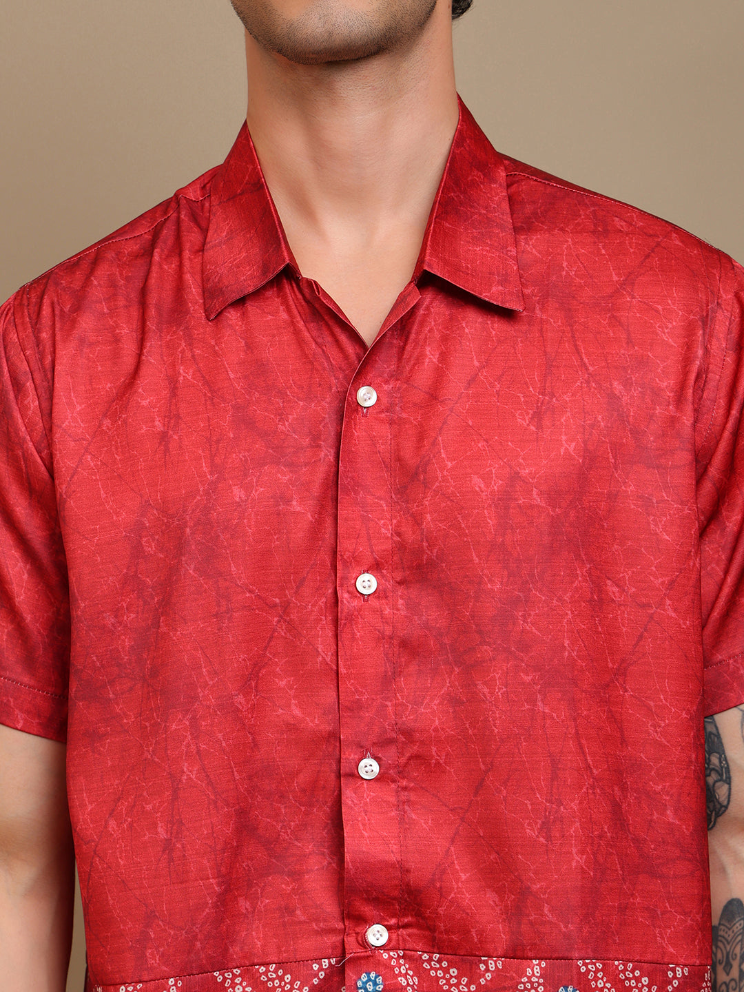 Red Bandhani Men’s Ethnic Shirt