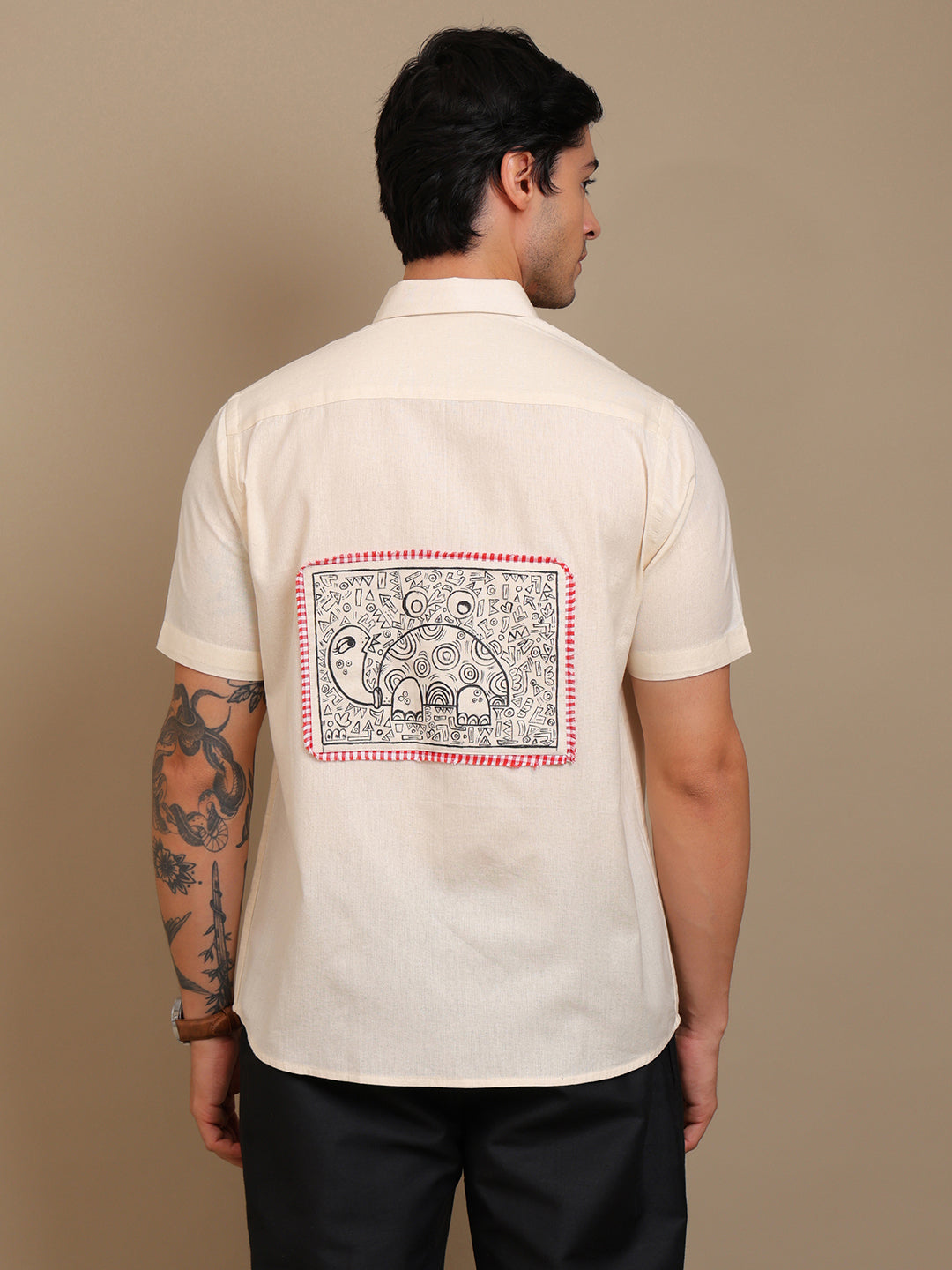 Stylish Shirt with Hand-Drawn Elephant Art