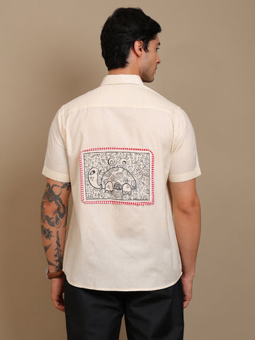 Stylish Shirt with Hand-Drawn Elephant Art