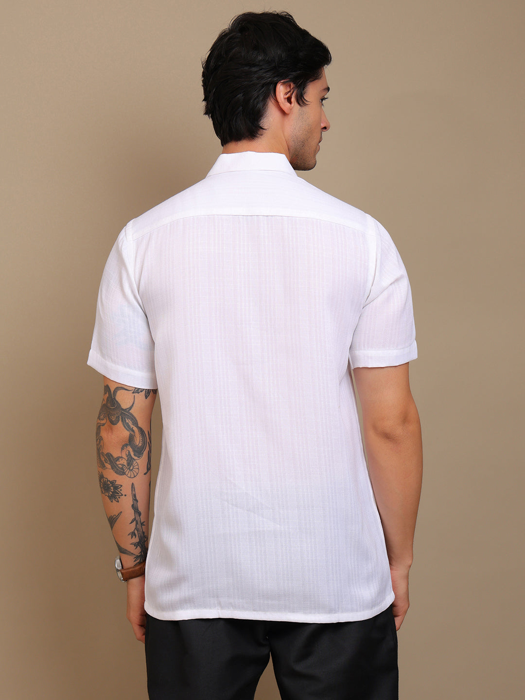 Artistic White Shirt with Unique Line Art Design