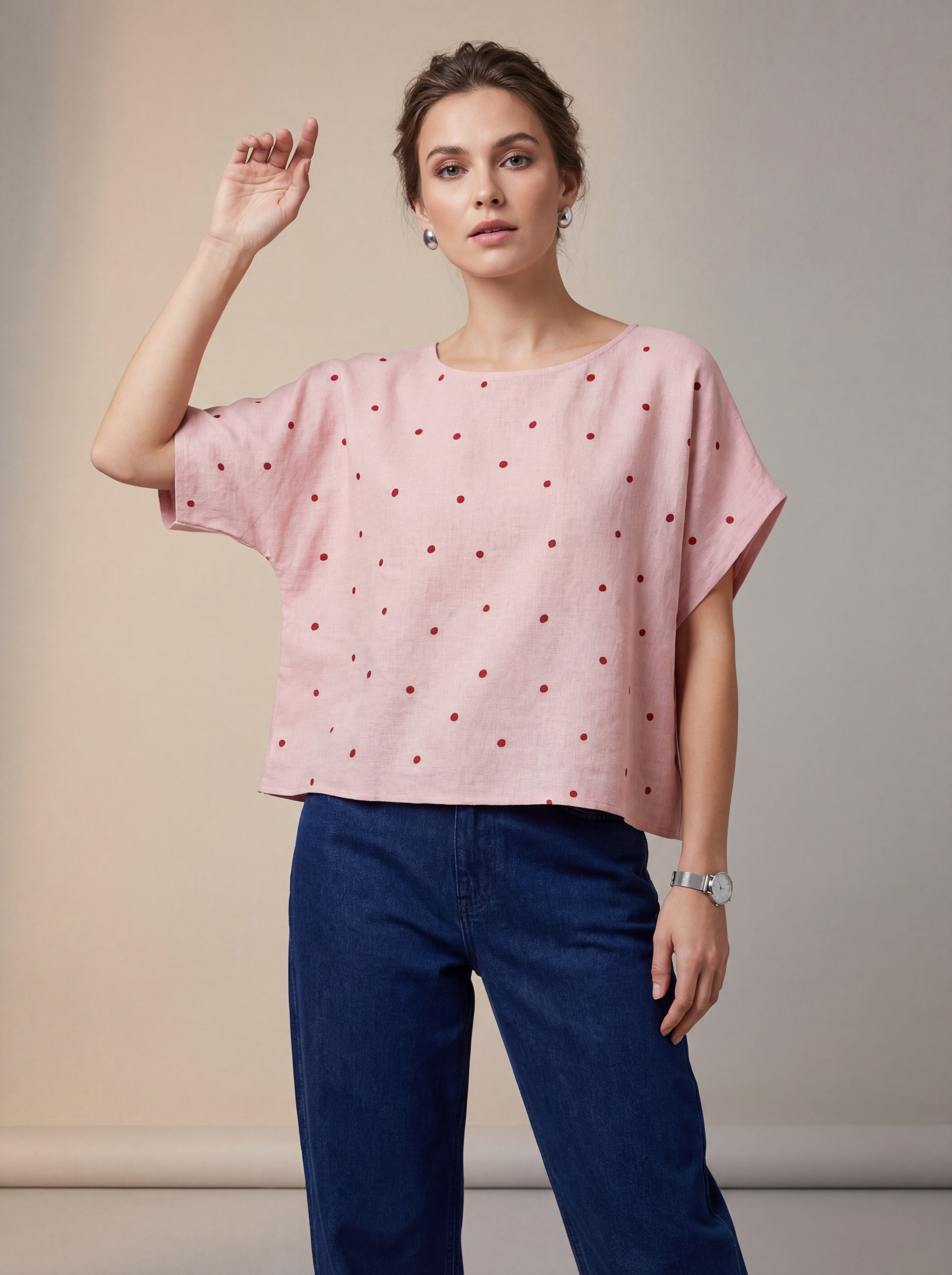 Pink Polka Dot Loose Fit Top