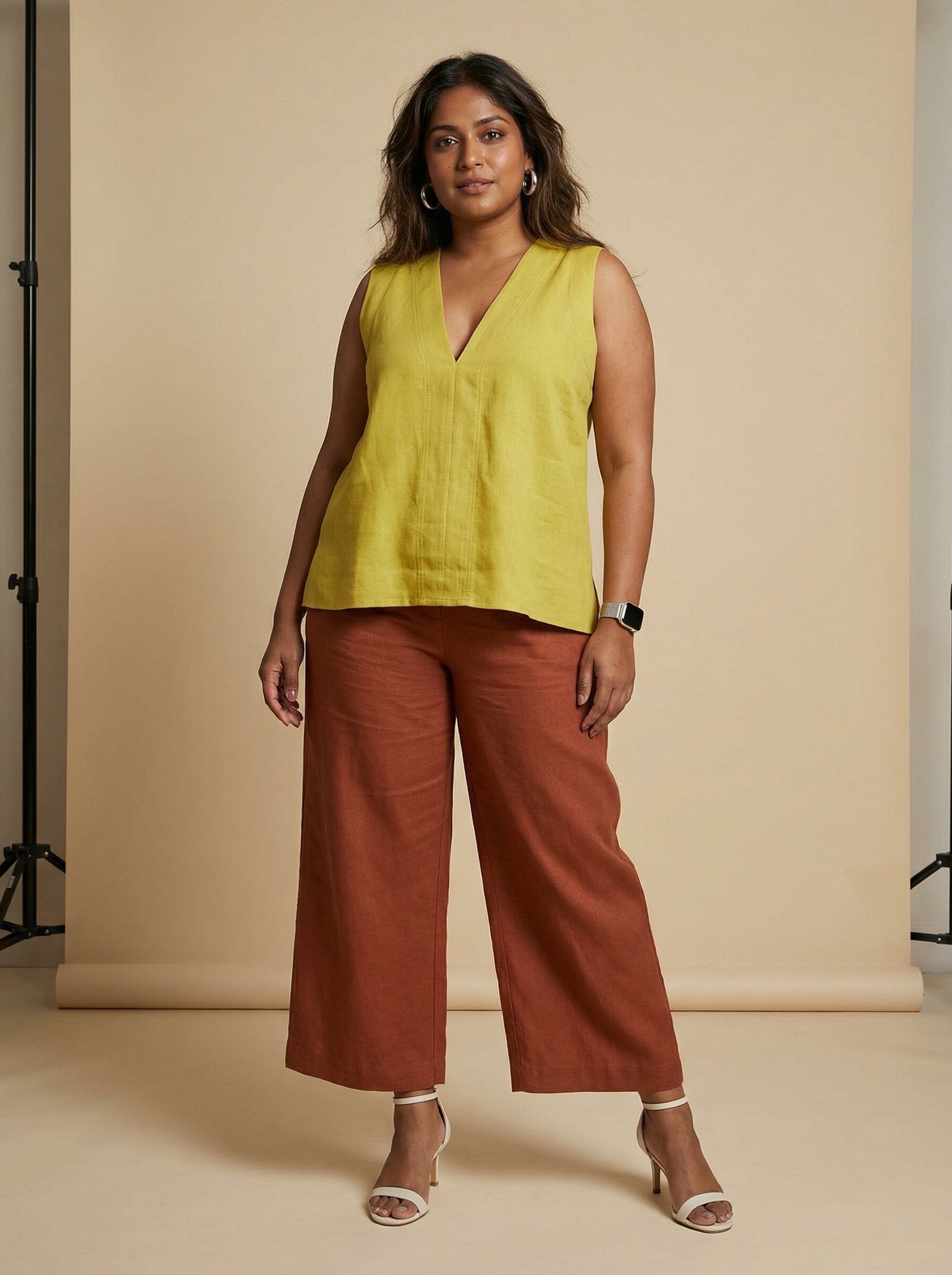 Yellow Sleeveless V-Neck Top