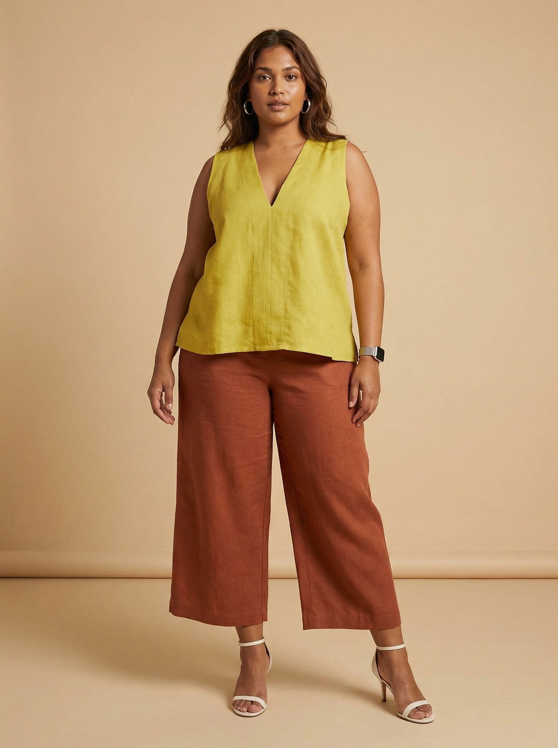 Yellow Sleeveless V-Neck Top